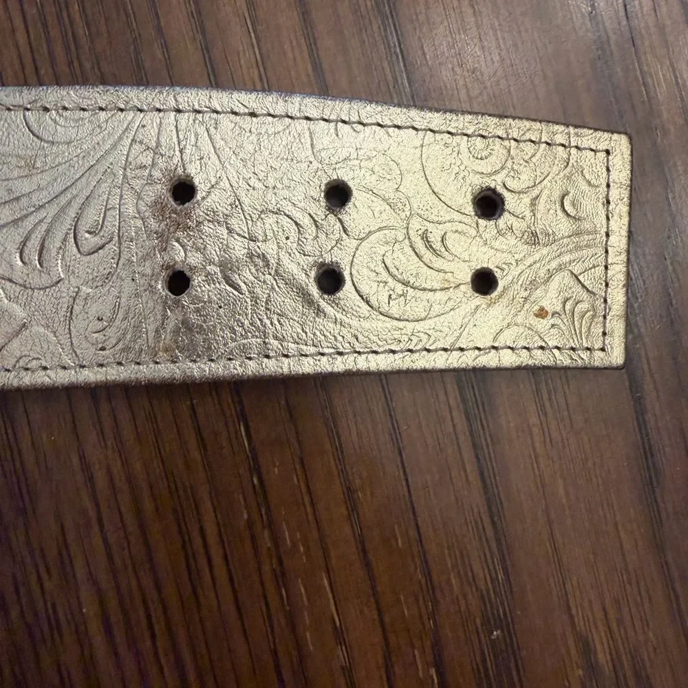 Sharon Burch Gold Embossed Women's statement Belt